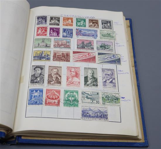 Two plastic tubs of world stamps in fourteen albums with Great Britain from 1840, ten black used (3 margins), later decimal mint issues